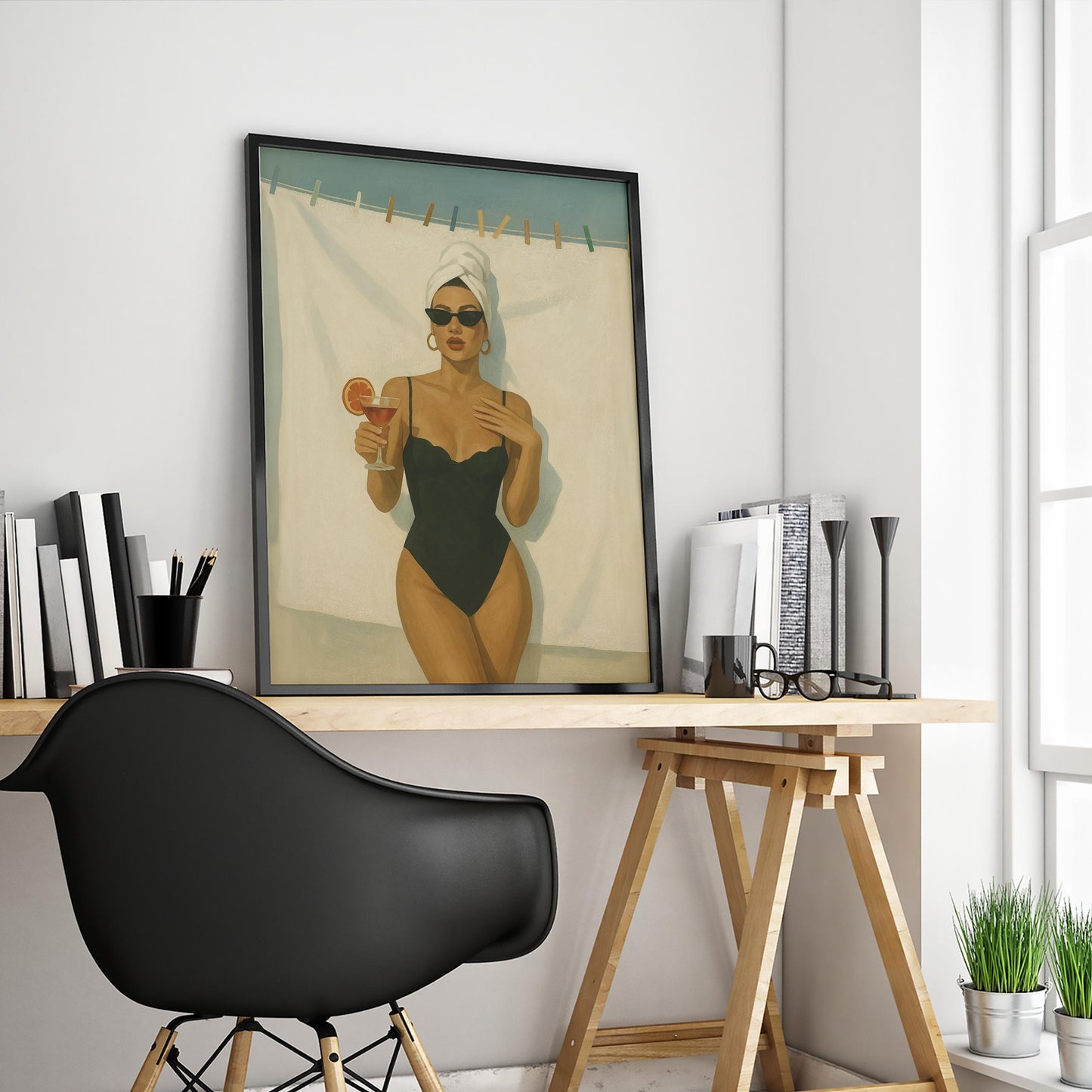 Retro Glam Poster – Feminist Wall Art With Cocktail Woman Print, Stylish Decor