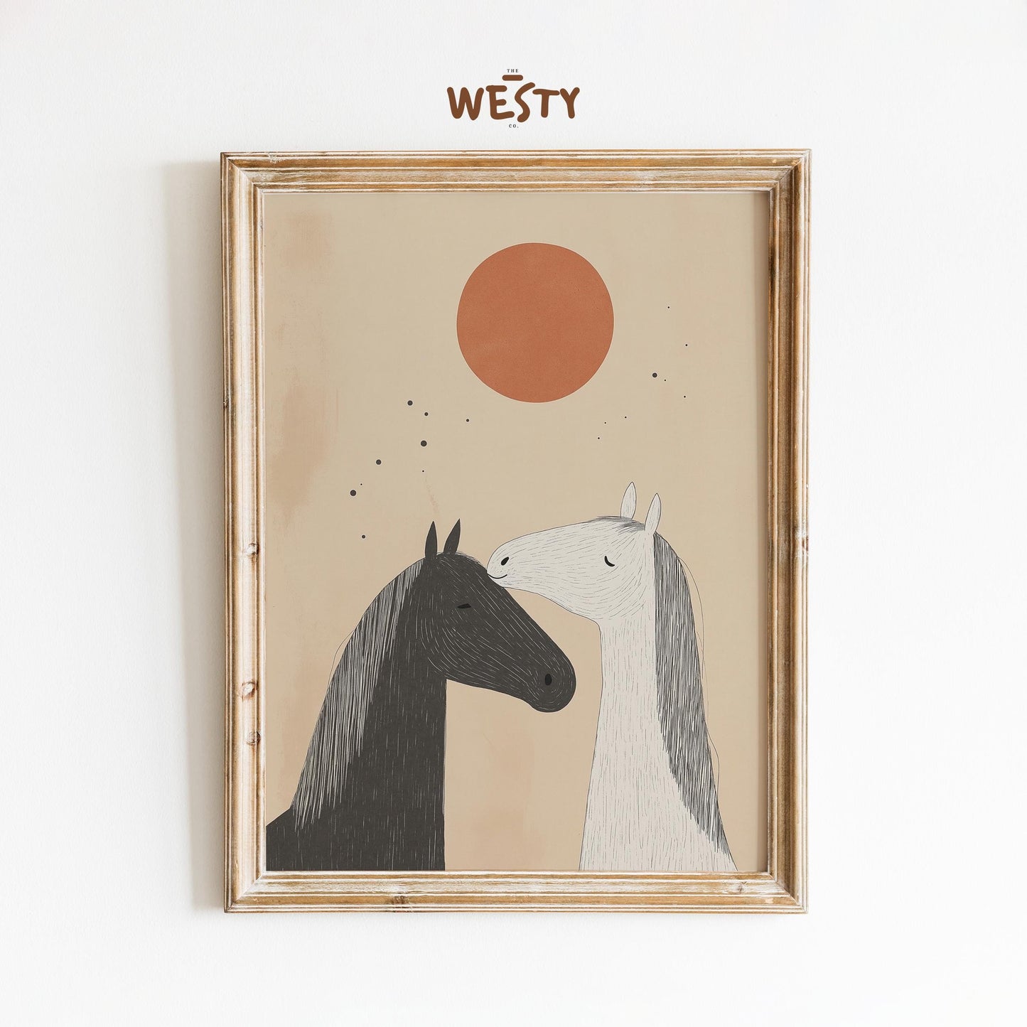 Horse Love Print – Minimal Desert Romance Wall Art