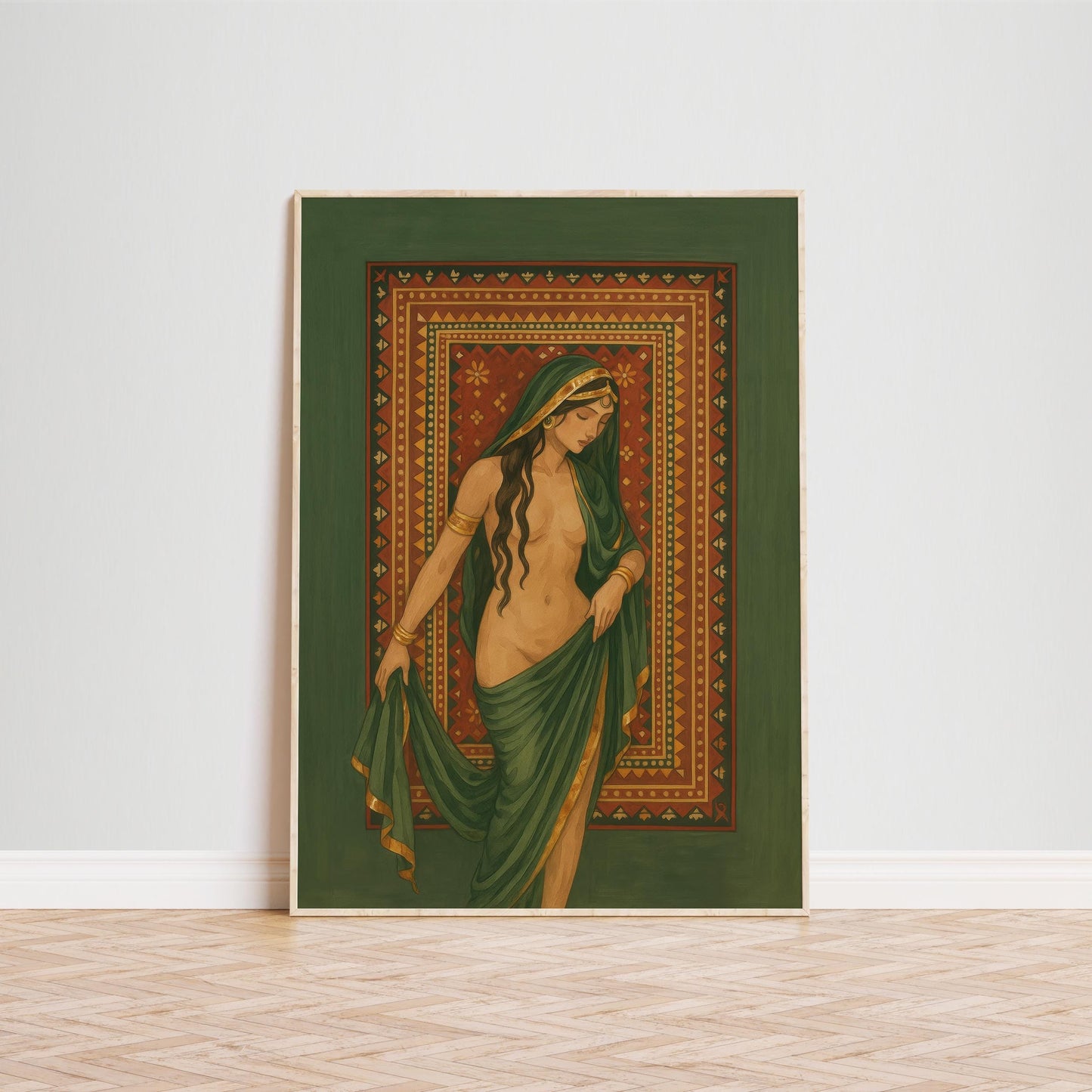 Divine Goddess Poster – Vintage Boho Feminine Wall Art With Ornate Tapestry