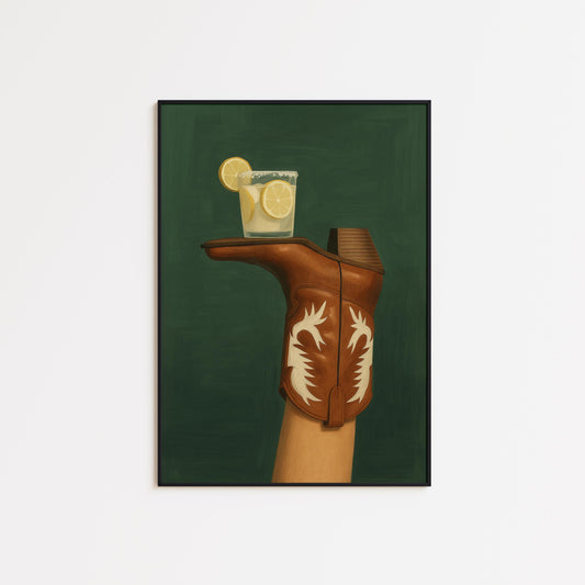 Western Art Print – Cowboy Boot Pop Art Poster with Lemonade Wall Print