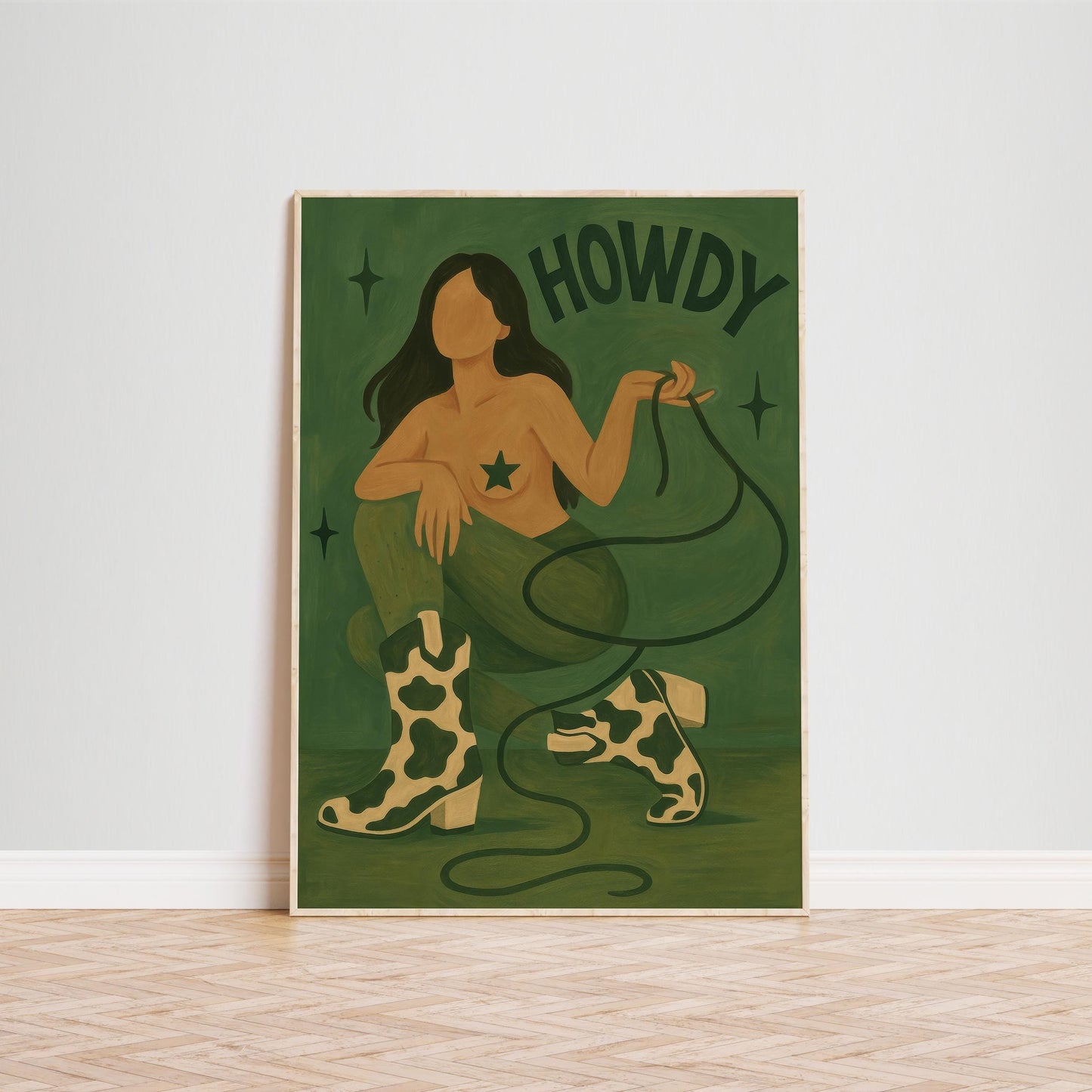 Cowgirl Art Print – Feminine Western Wall Art | Bold Boho Ranch Decor