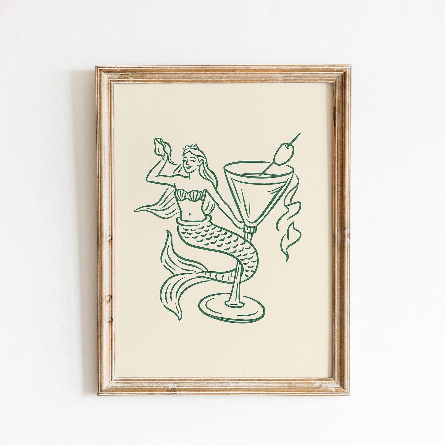 Mermaid Martini Poster – Retro Cocktail Bar Wall Art