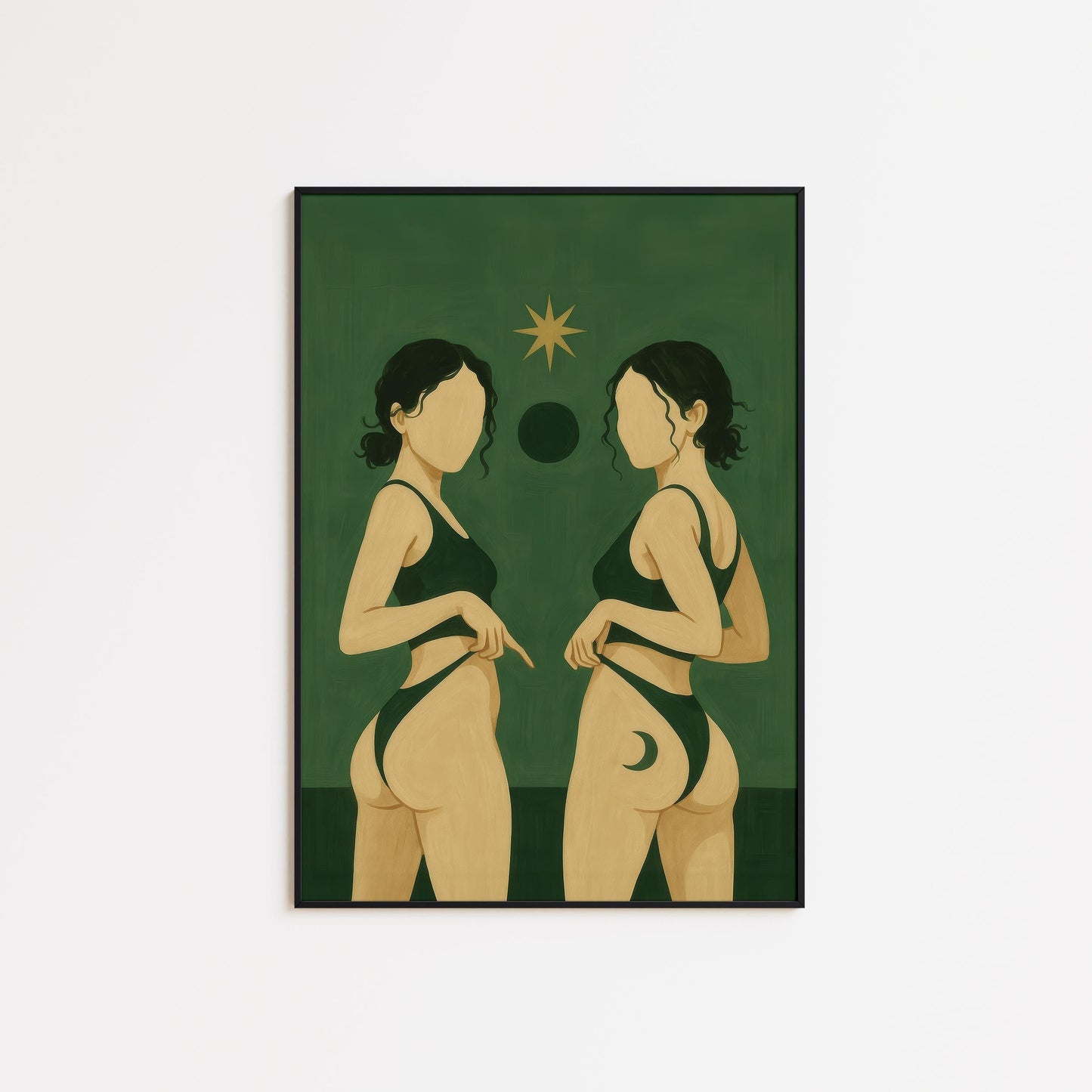 Celestial Sisters Poster – Twin Goddess Art Print | Moon Sun Print