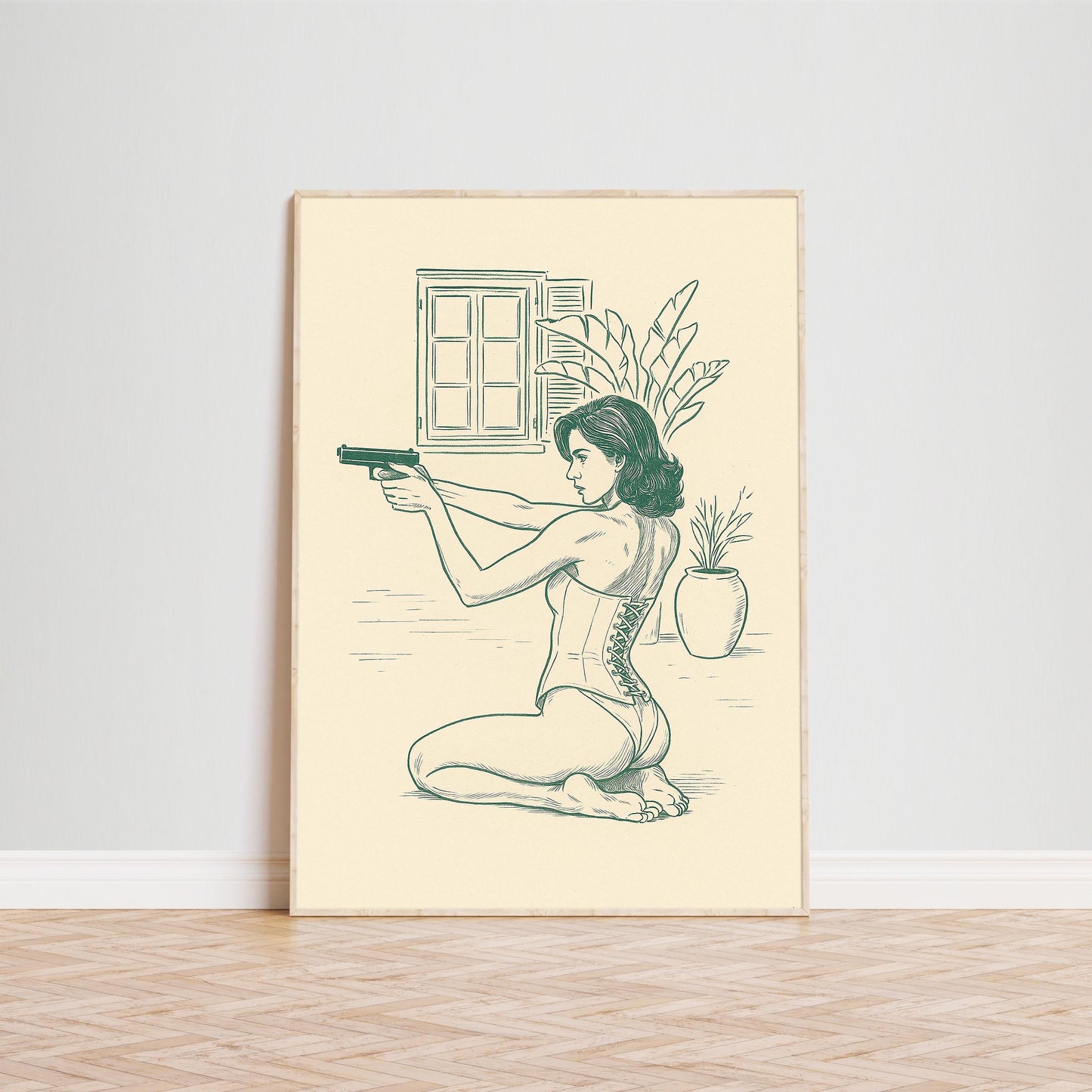 Poised Femme Poster – Minimal Line Art Woman Print, Femmaura Bold Series