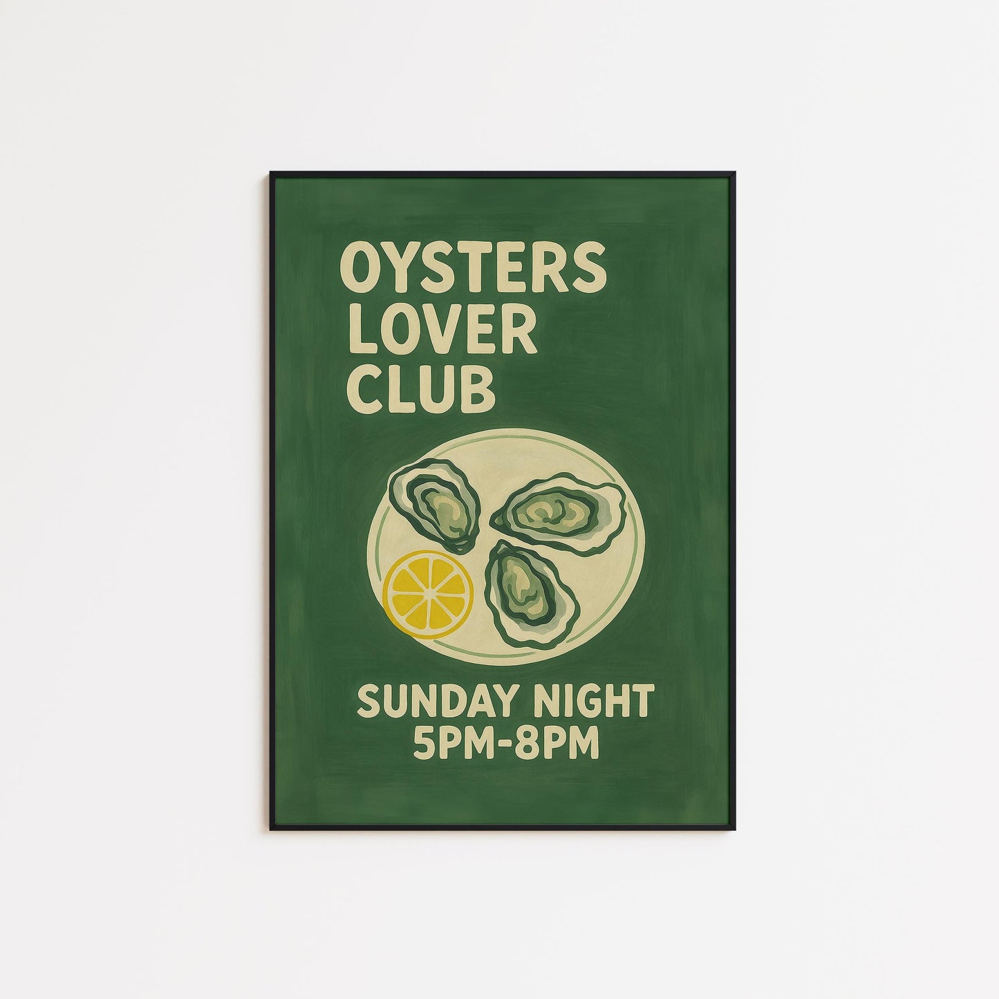 Coastal Kitchen Wall Art – Vintage Oyster Bar Sign | Seafood Bistro Print