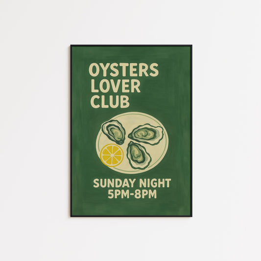 Coastal Kitchen Wall Art – Vintage Oyster Bar Sign | Seafood Bistro Print