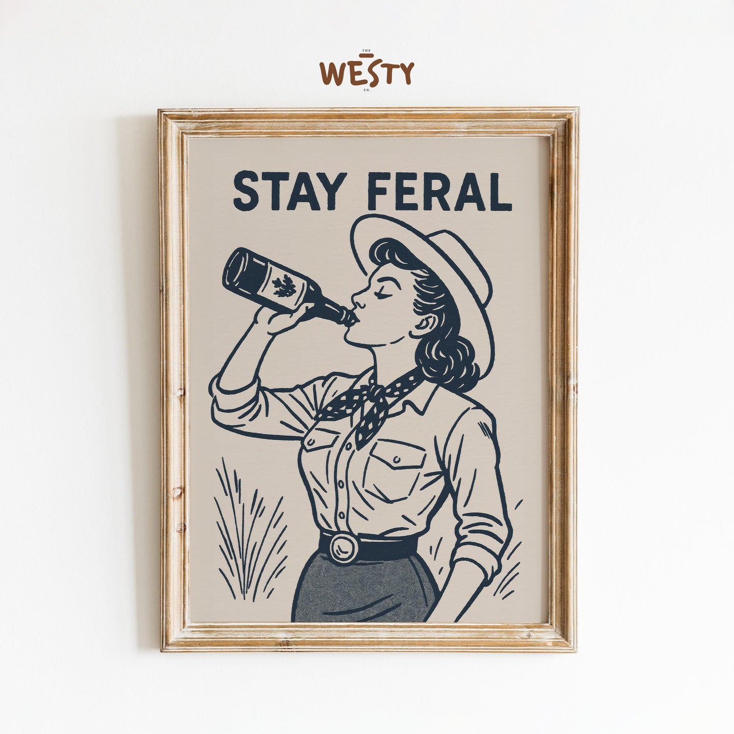 Stay Feral – Retro Wild Cowgirl Poster Print