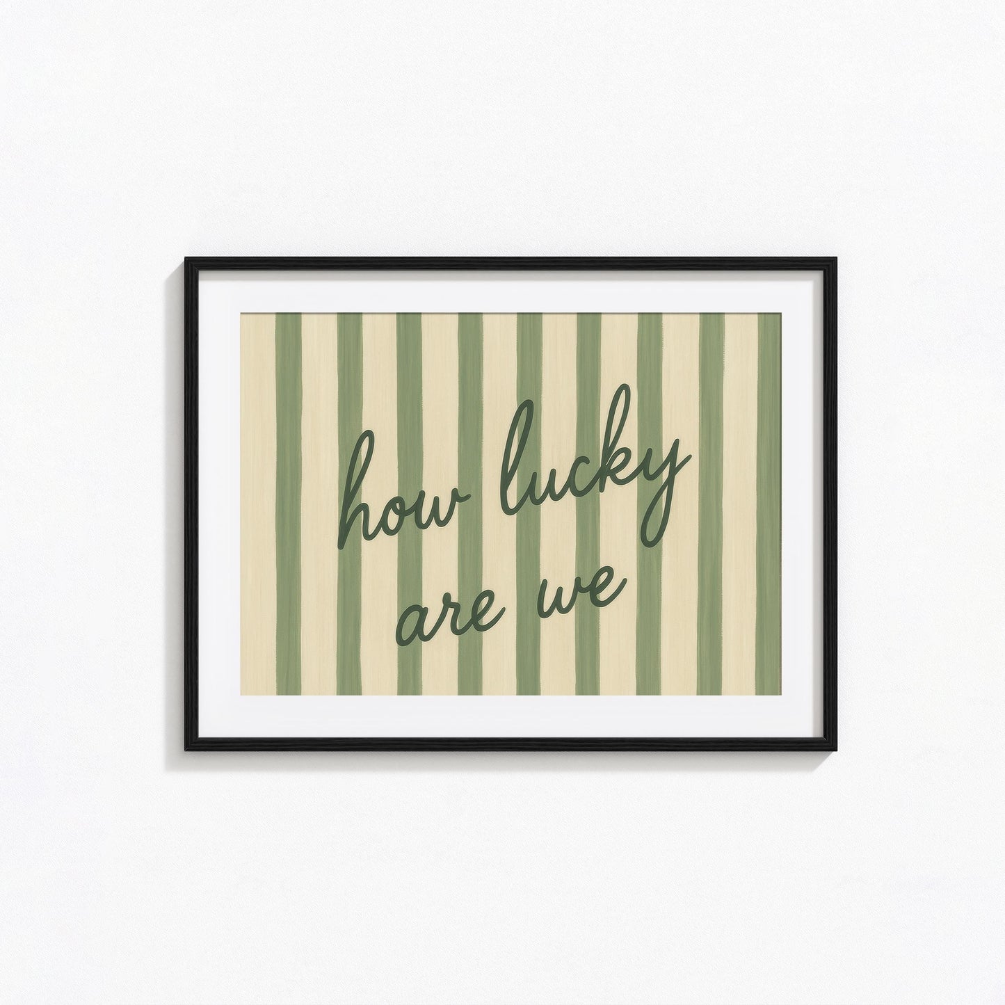 Romantic Quote Poster – Green Striped Print With Soft Vintage Wall Art