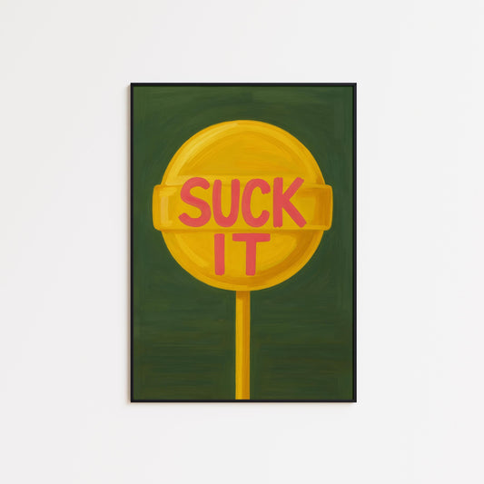 Retro Pop Art Poster – Bold Lollipop Wall Print With Cheeky Text