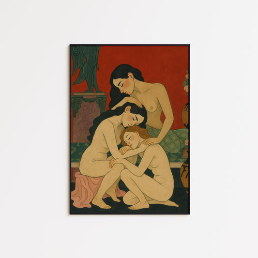 Nude Art Print – Emotive Queer Love Sensual Wall Art | Feminine Closeness Poster