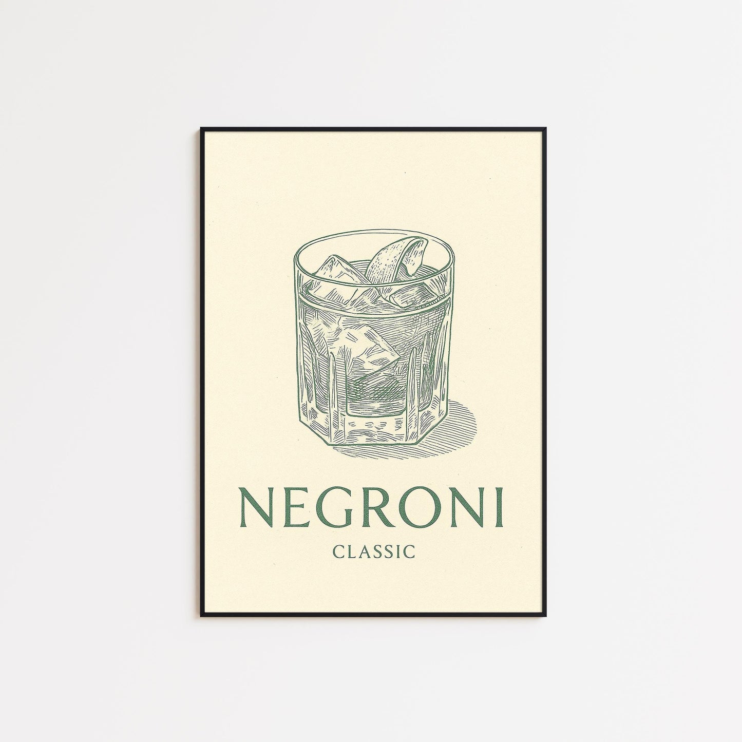 Negroni Line Art Poster – Classic Cocktail Illustration, Minimal Vintage Bar Print