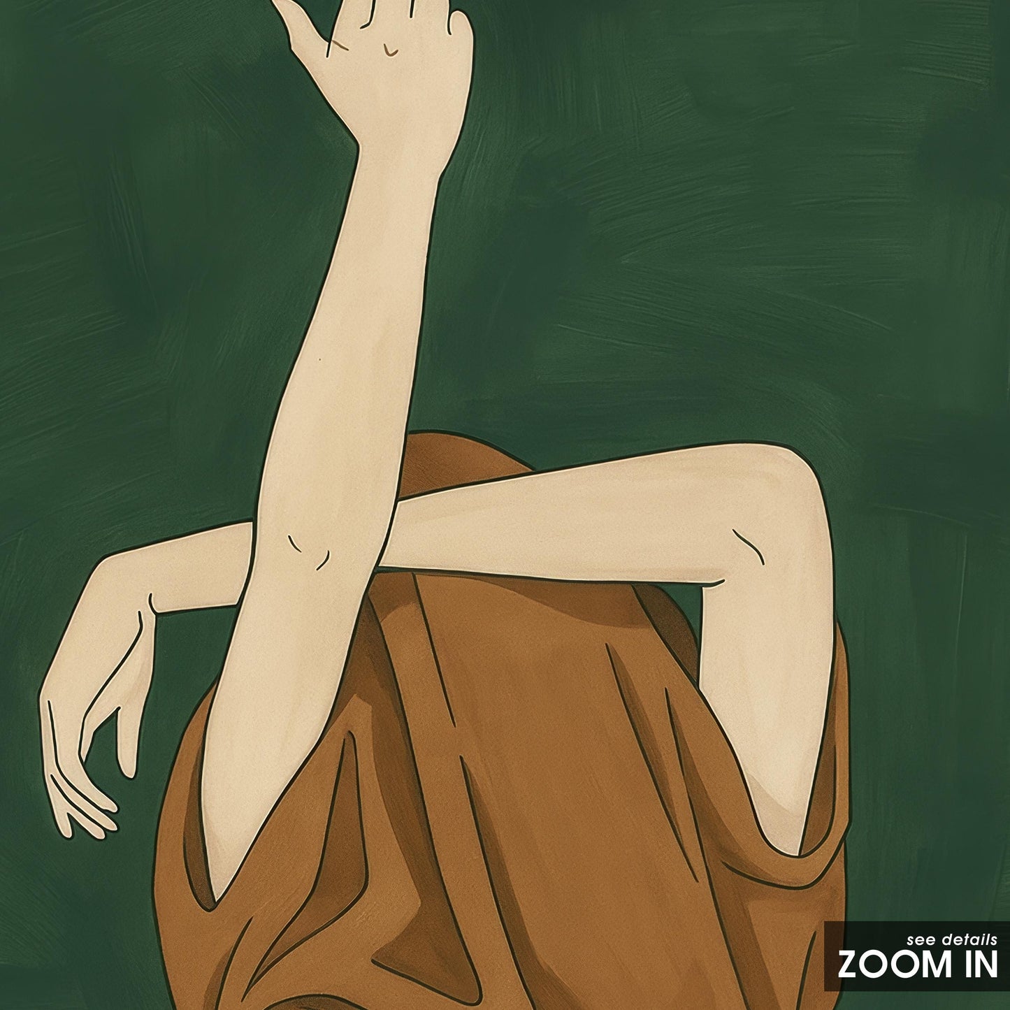 Feminist Art Print – Bold Nude Poster with Middle Finger Illustration on Dark Green