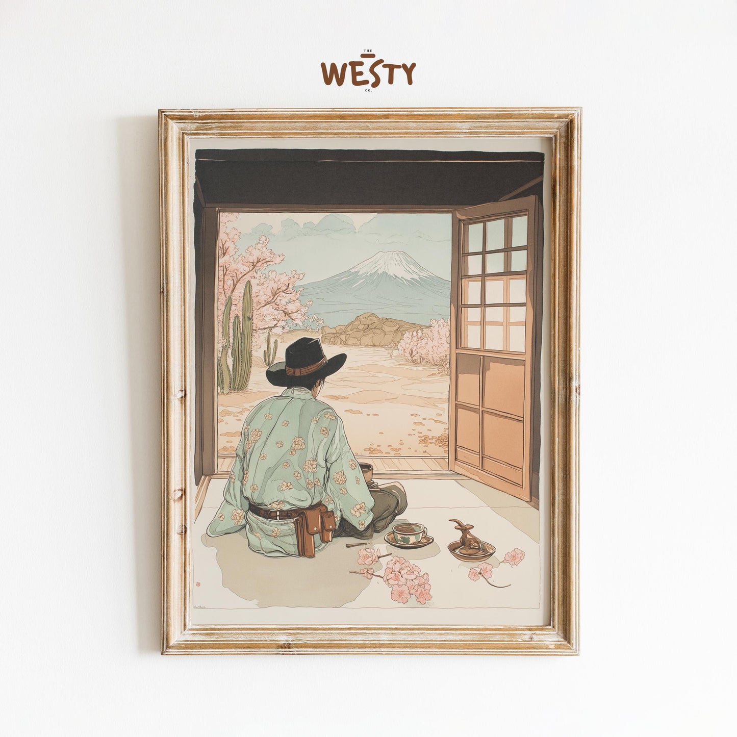 Samurai Cowboy Poster – East Meets West Wall Art Print