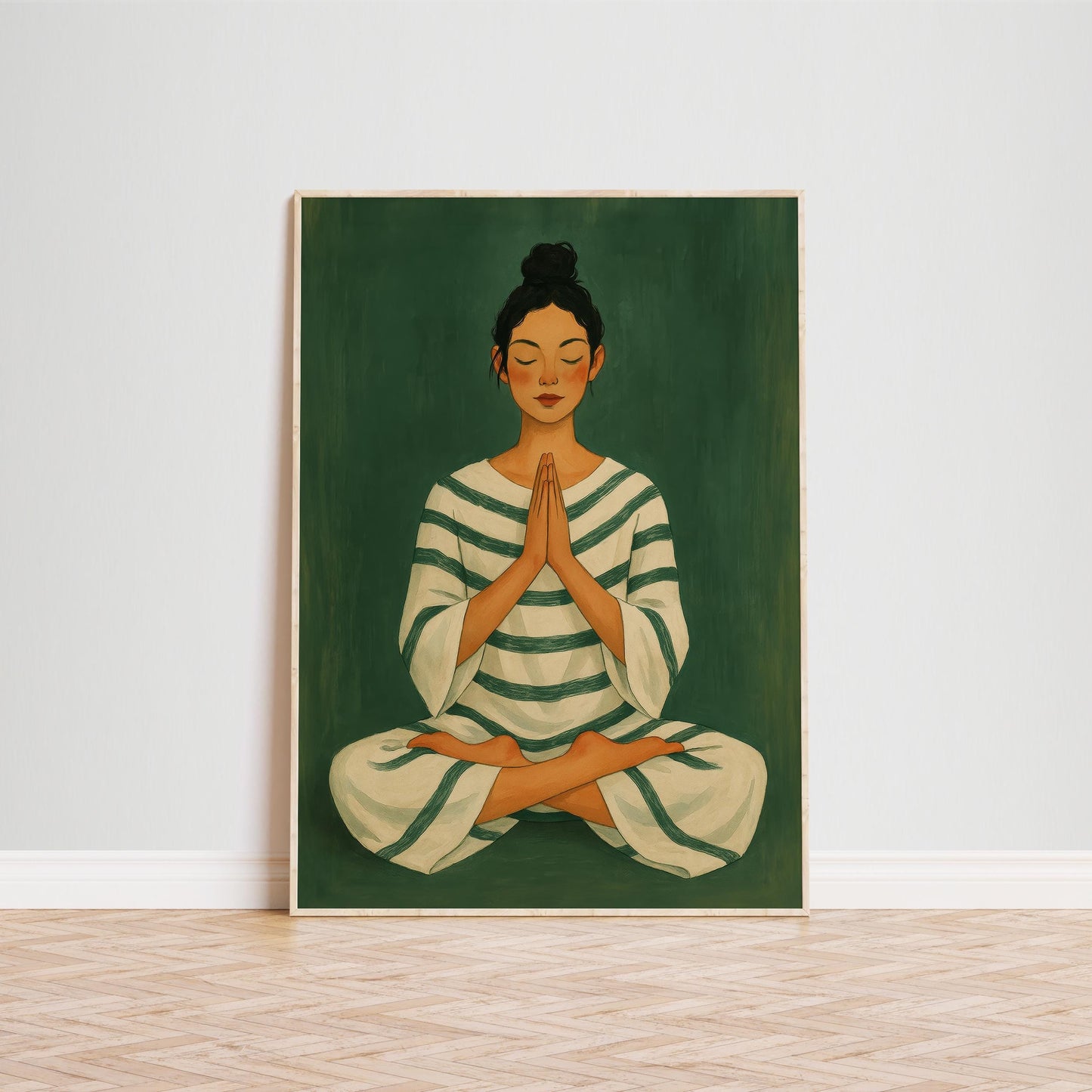 Calm Meditation Wall Art – Feminine Zen Poster | Green Mindful Decor Print