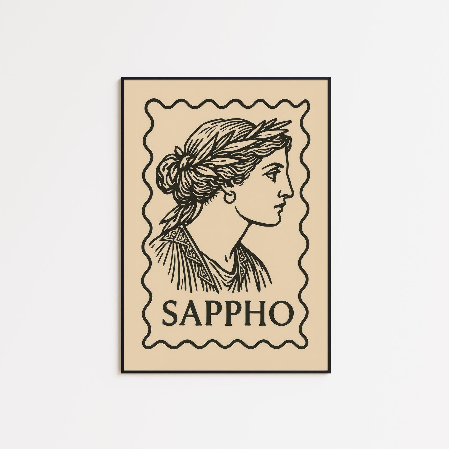 Sappho Line Art Print – Queer Feminist Retro Modern Poster for Home Decor