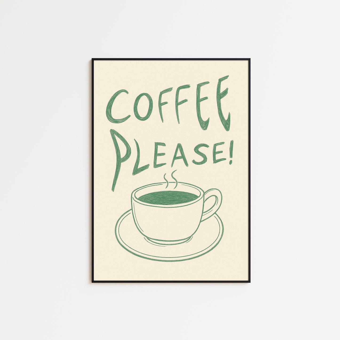 Coffee Please Poster – Minimalist Kitchen Wall Art, Retro Coffee Print