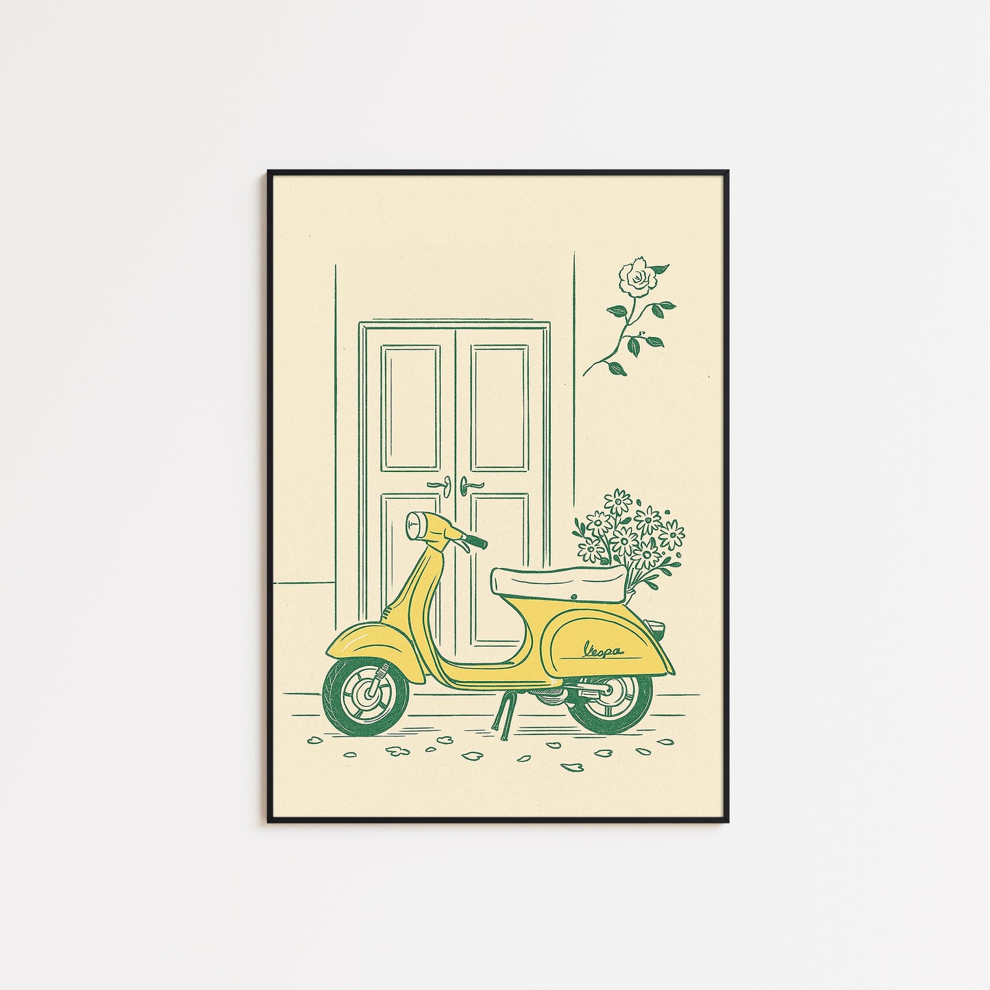 Yellow scooter Poster – Vintage Italian Scooter Art Print