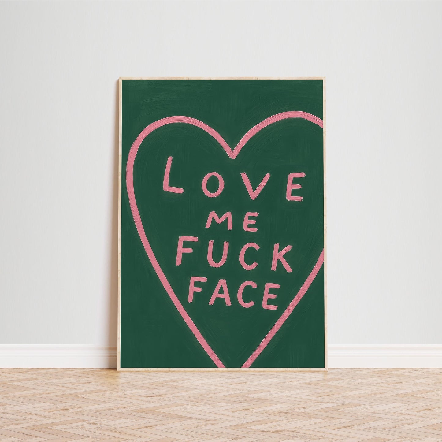 Bold Pink Heart Print – Cheeky Love Quote Wall Art for Playful Relationships