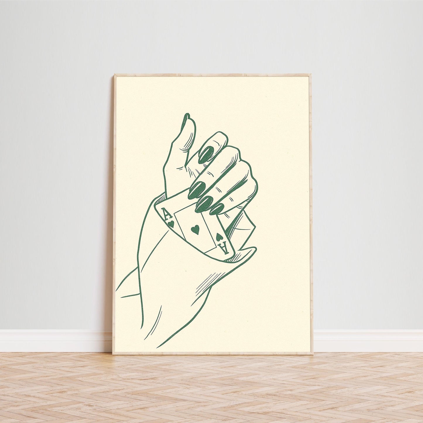 Ace in Hand Poster – Minimal Line Art Woman Print, Femmaura Bold Series