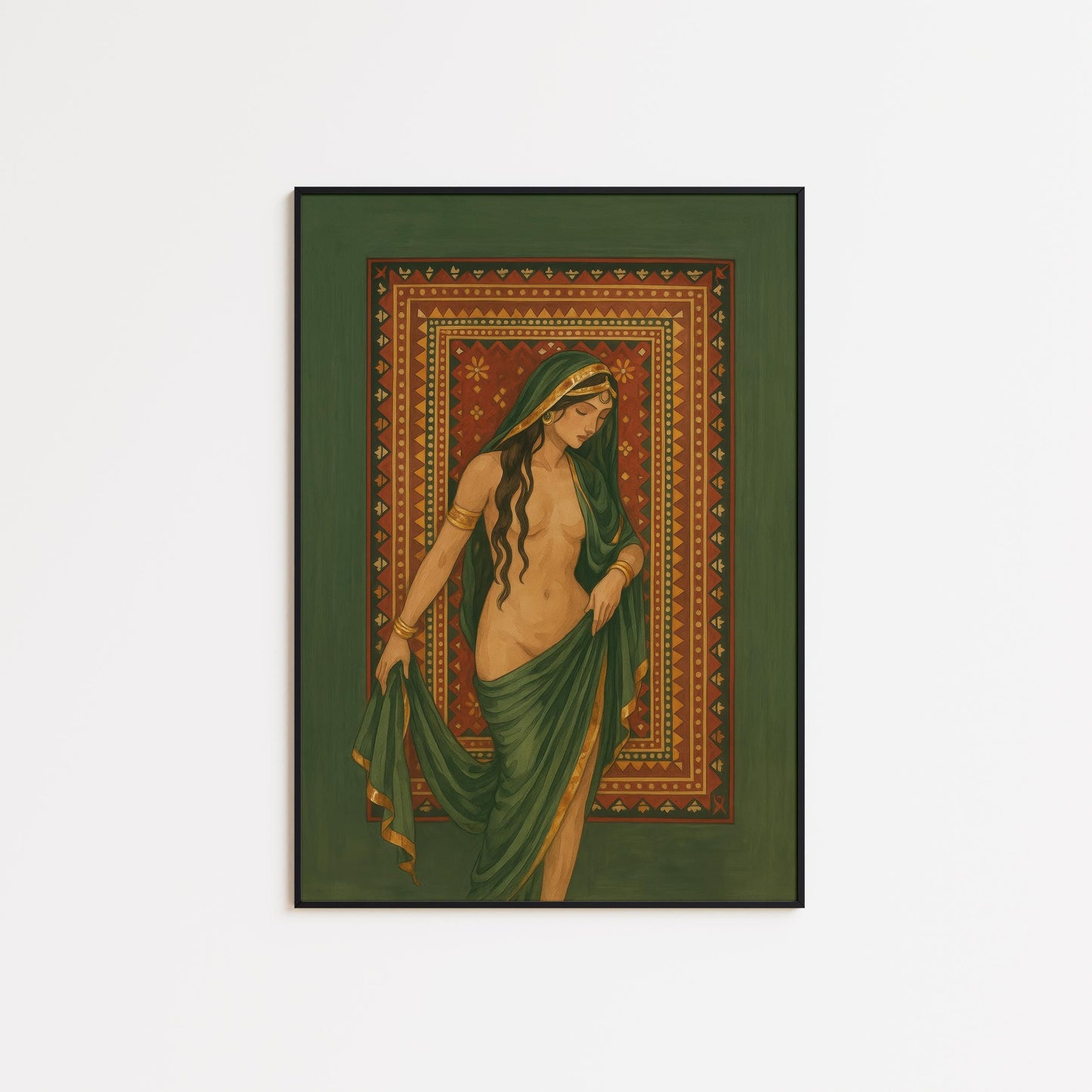 Divine Goddess Poster – Vintage Boho Feminine Wall Art With Ornate Tapestry