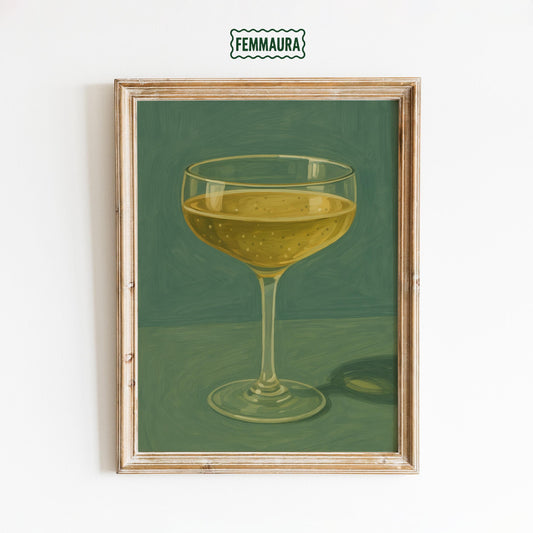 Champagne Coupe Poster – Retro Cocktail Art Print | Vintage Drink Wall Decor