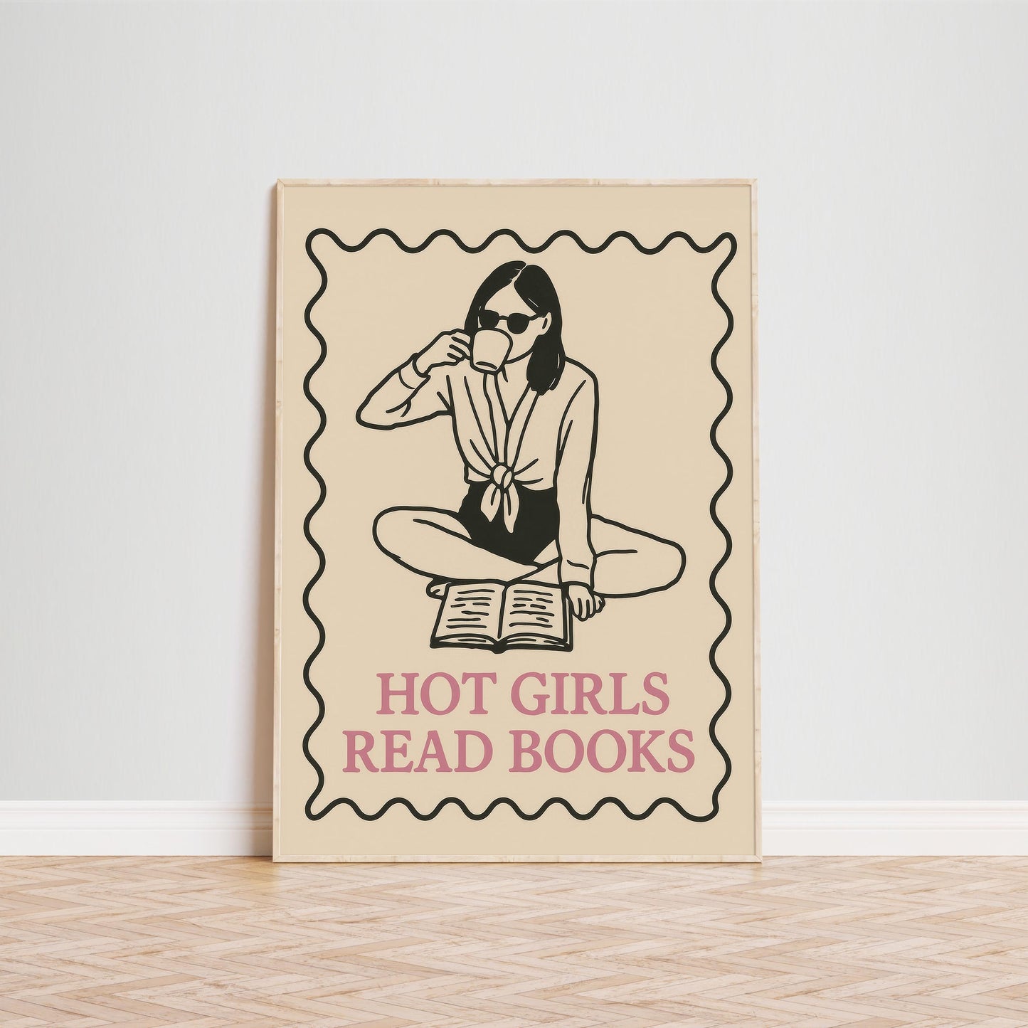 Feminist Bookish Wall Art – Retro Reading Poster for Smart Girl Decor
