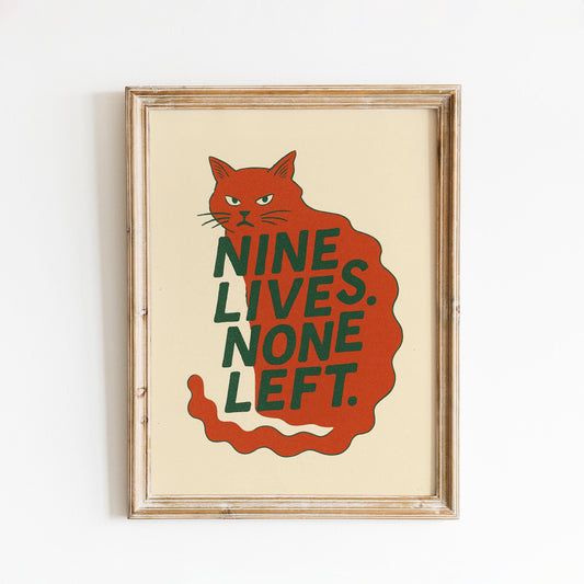 Cat Wall Art – Vintage Red Silhouette With Funny Sarcastic Wall Print