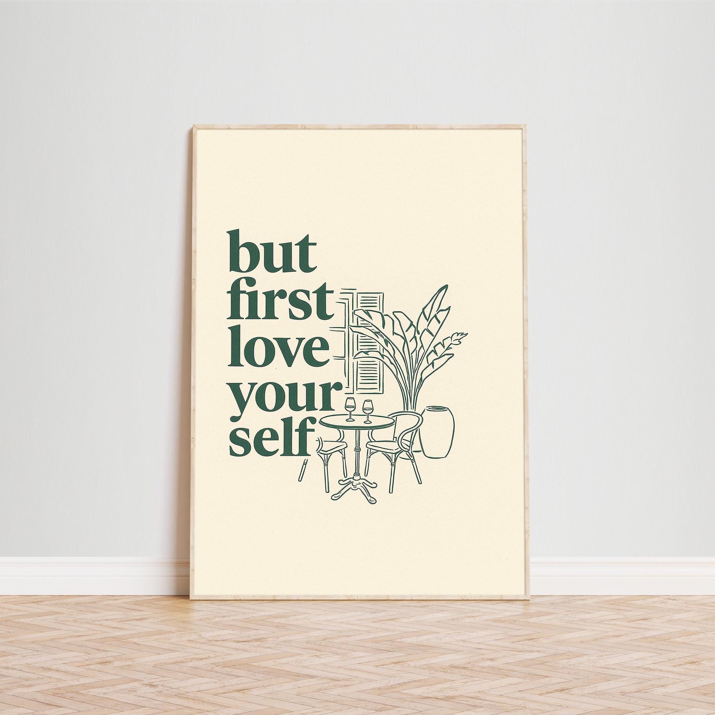 Self Love Quote Print – Minimalist Line Art, Calm Home Decor