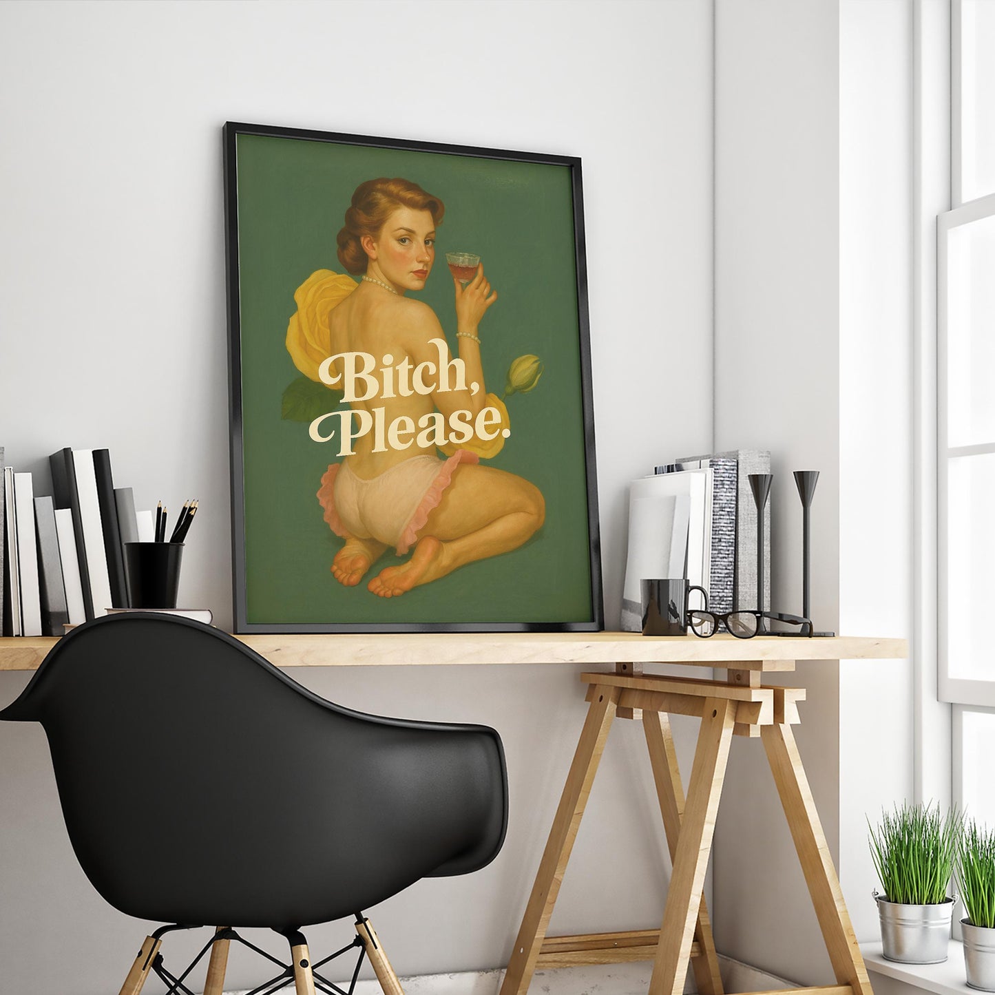 Vintage Feminine Poster – Retro Sass Bold Statement Wall Art Print