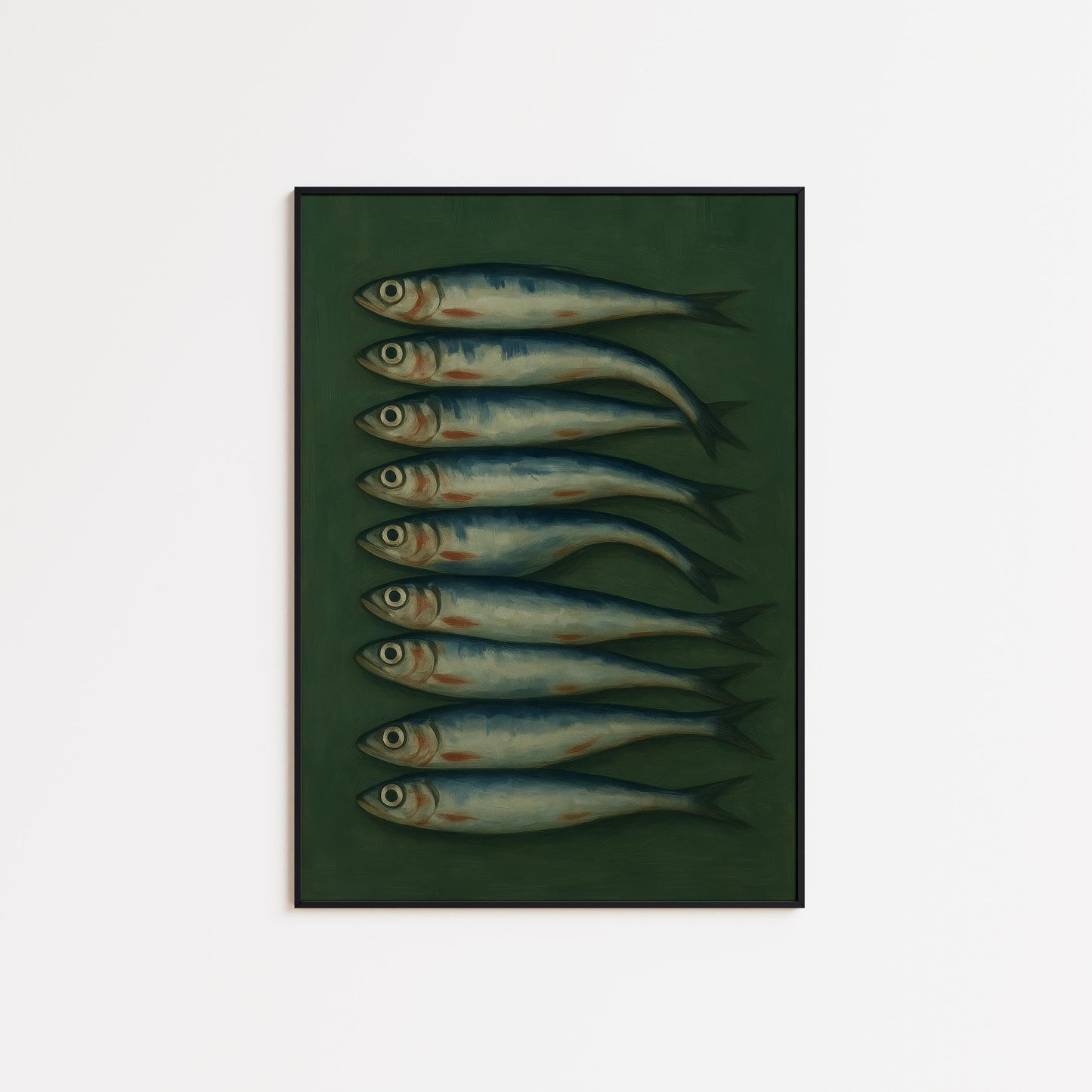 Dark Sardine Poster – Rustic Coastal Kitchen Print | Nautical Wall Decor