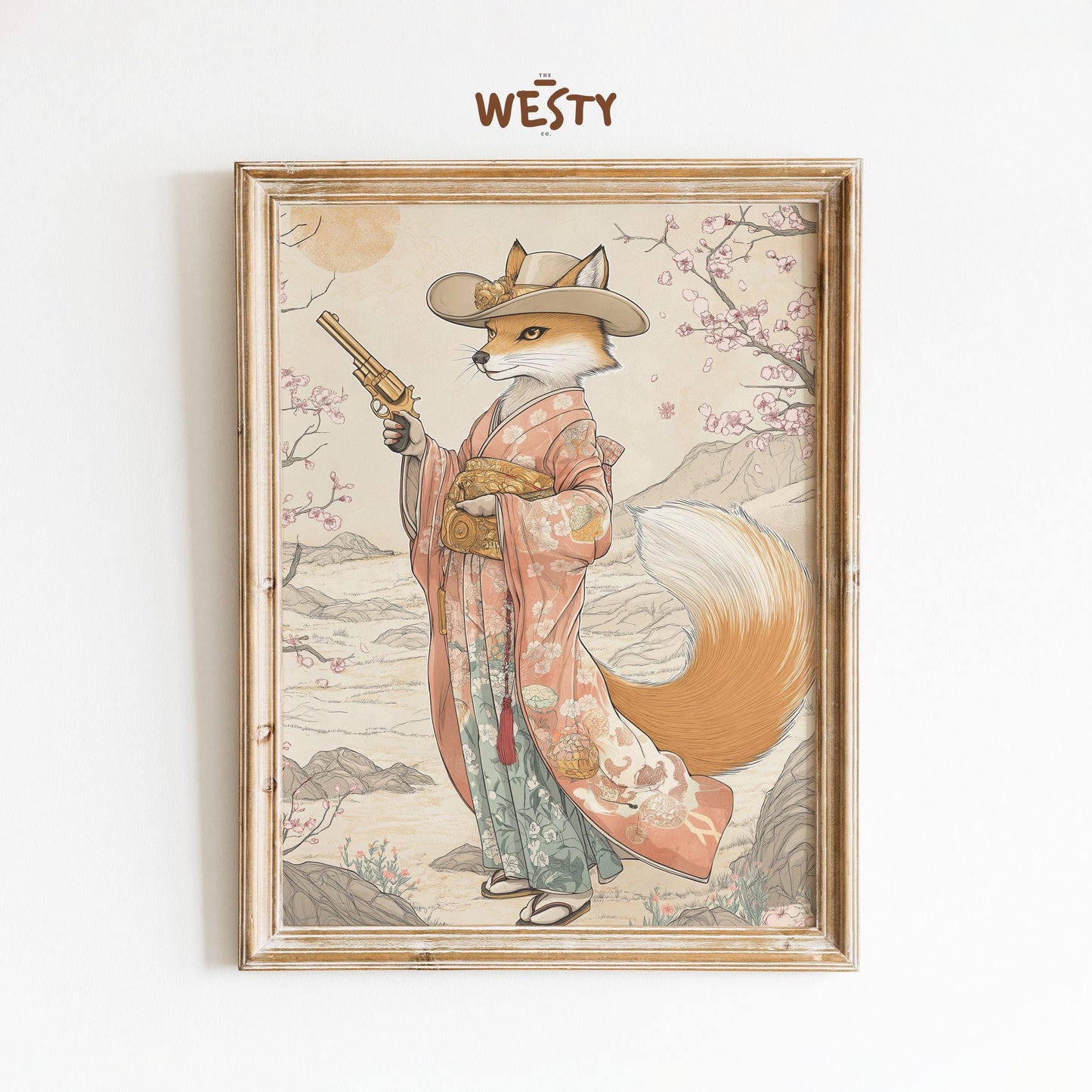 Samurai Fox in Kimono – Wild West Kitsune Poster