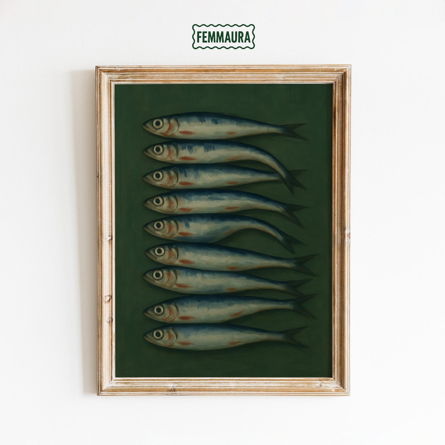 Dark Sardine Poster – Rustic Coastal Kitchen Print | Nautical Wall Decor
