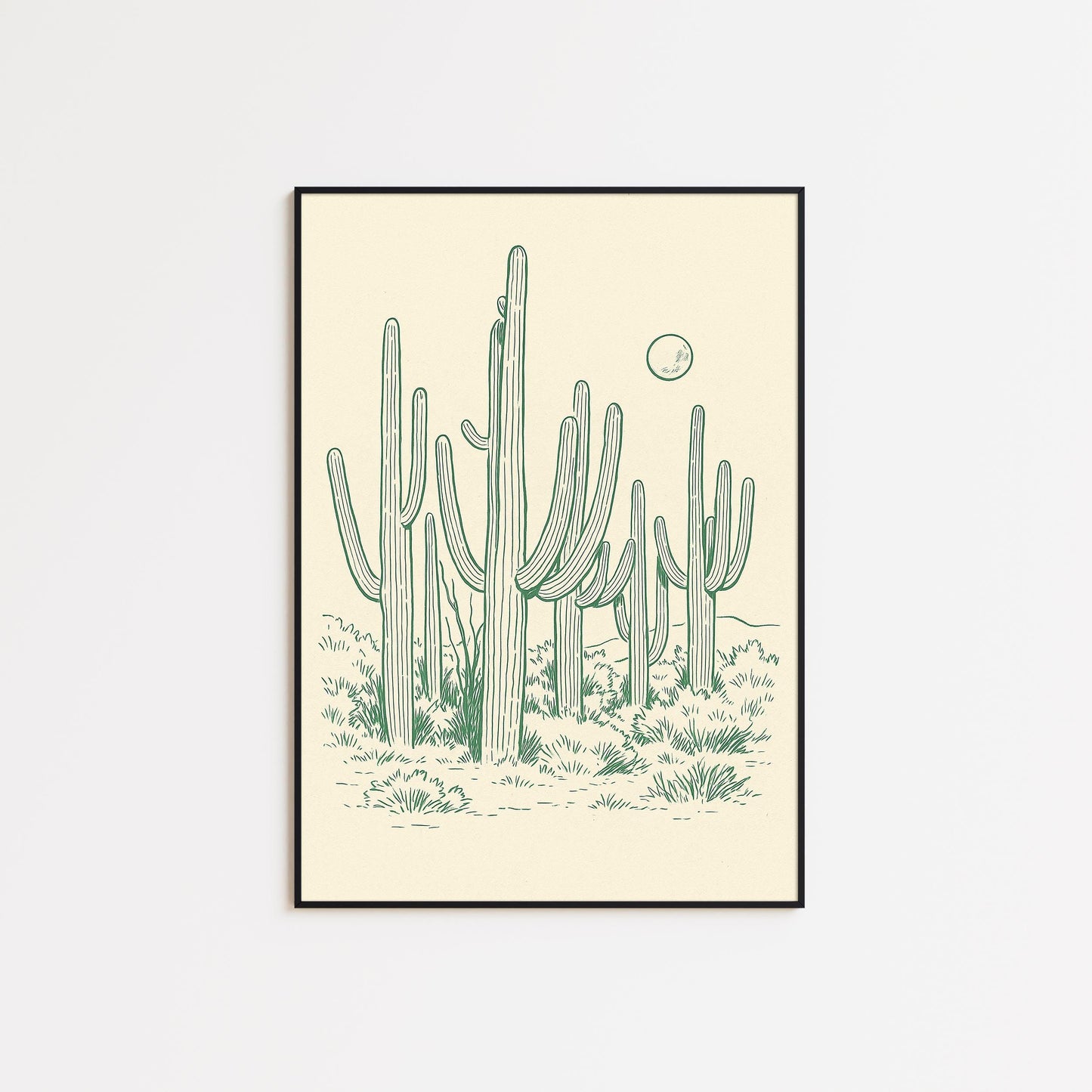 Desert Cactus Poster – Minimal Western Line Art Print, Femmaura Bold Series