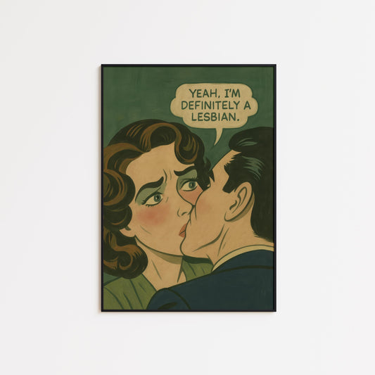 Lesbian Art Print – Vintage Comic Pop Art With Queer Humor & Bold Pride Wall Decor