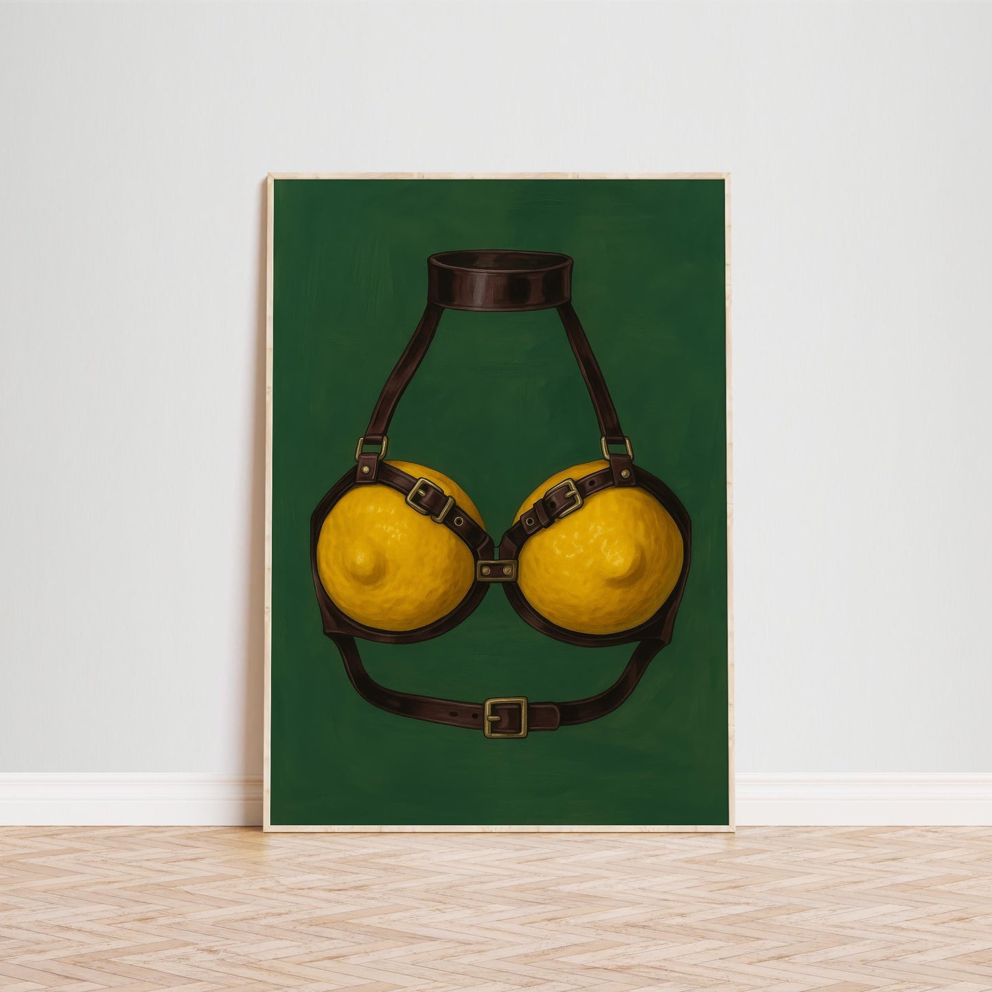 Lemon Bra Harness – Bold Surreal Citrus Fruit Art | Playful Erotic Print