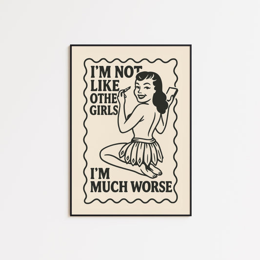 Funny Feminist Poster – Retro Quote Poster With Bold Femme Wall Art Print