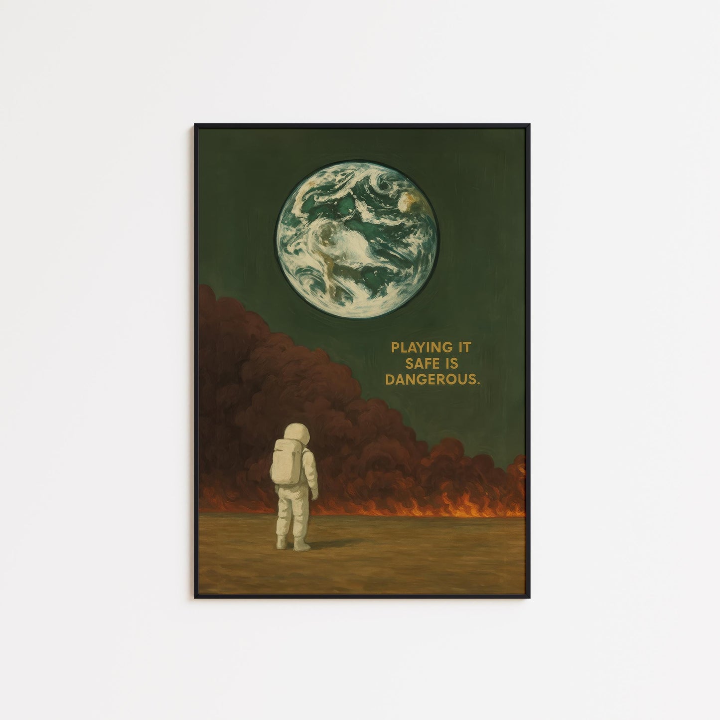 Astronaut Art Print – Inspirational Space Wall Decor With Earth From Space Illustration