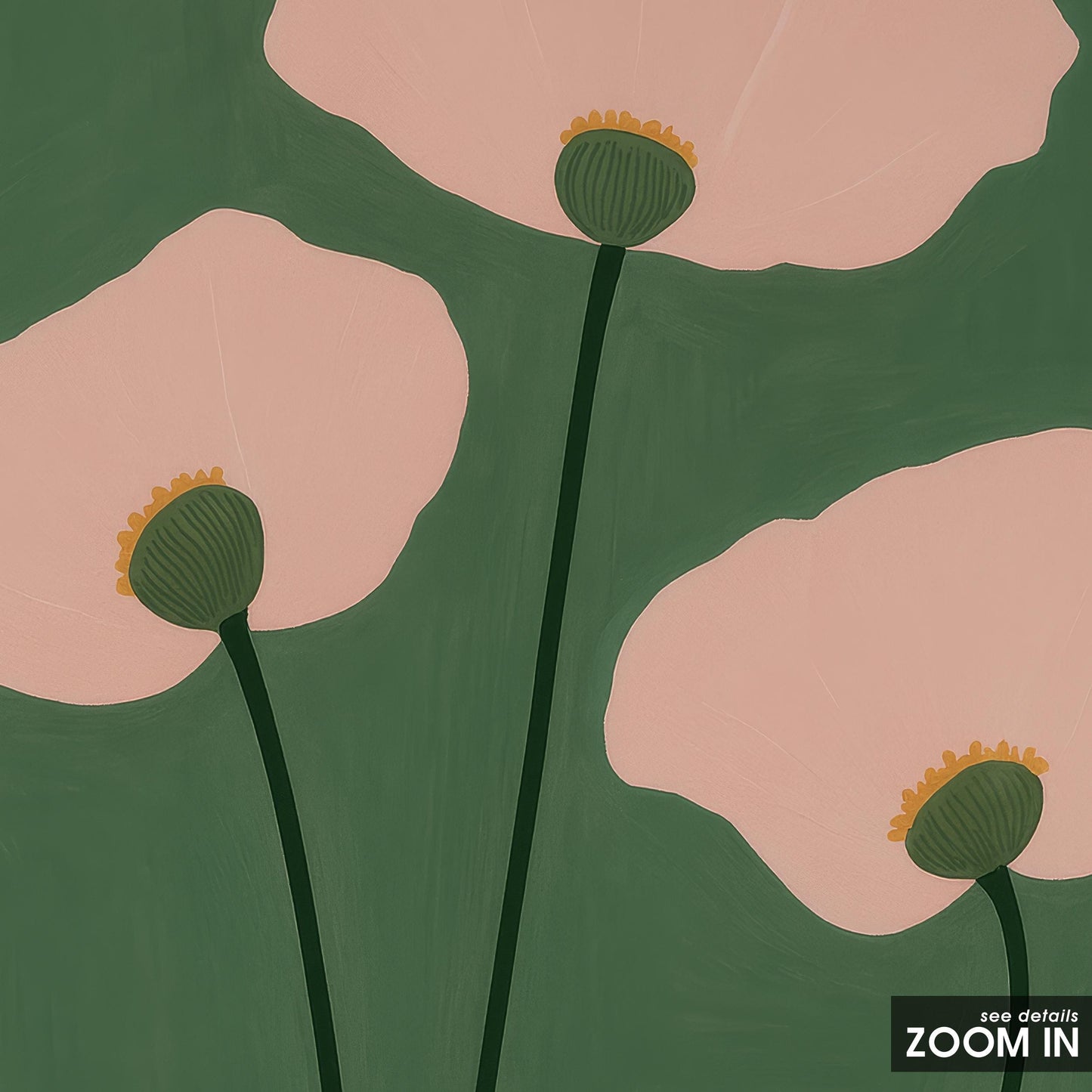 Abstract Poppy Art – Minimal Floral Print With Soft Pink Green Botanical Decor