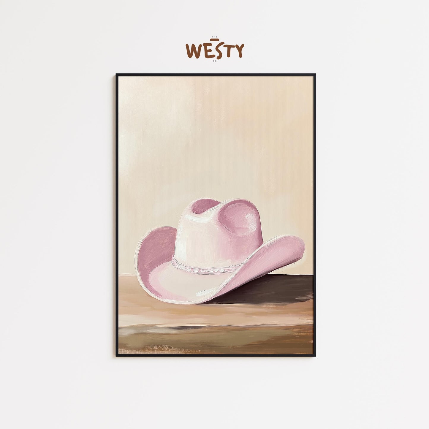 Pink Cowboy Hat Poster – Feminine Western Minimalist Wall Art