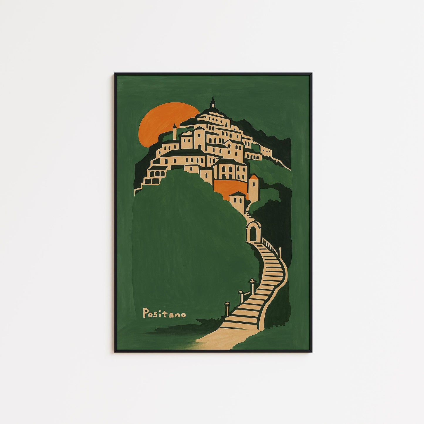Positano Italy Poster – Vintage Amalfi Coast Print | Mediterranean Wall Art