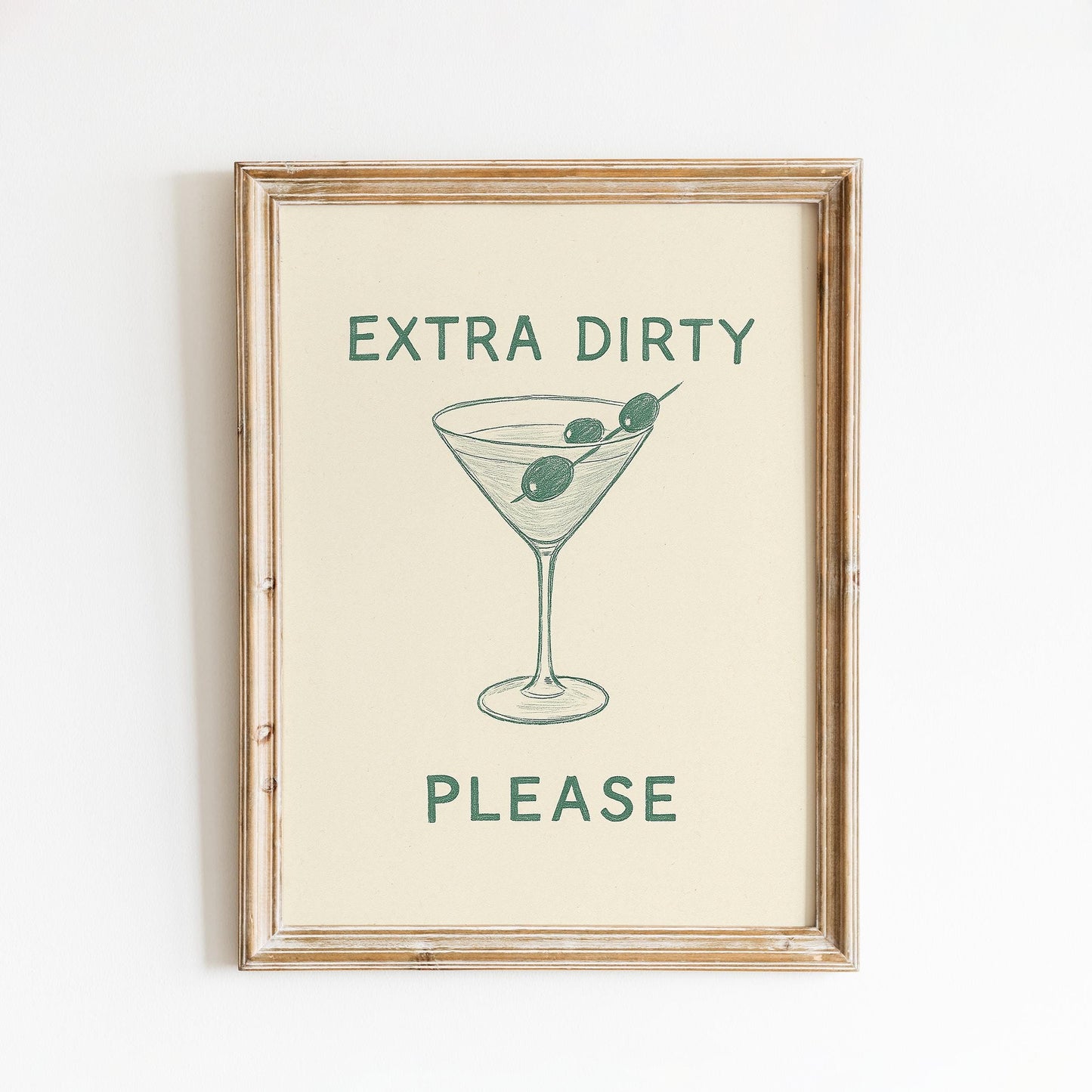 Extra Dirty Please Poster – Martini Bar Wall Art Retro Cocktail Print