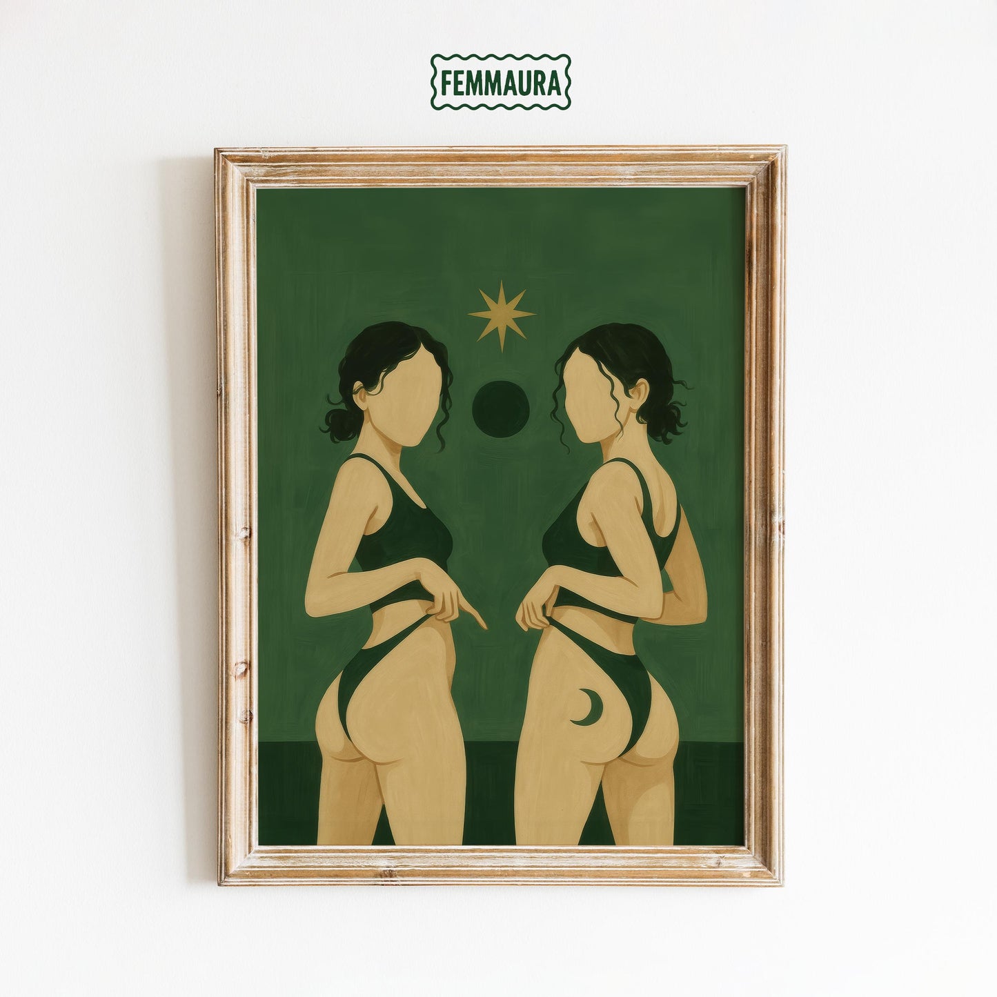 Celestial Sisters Poster – Twin Goddess Art Print | Moon Sun Print