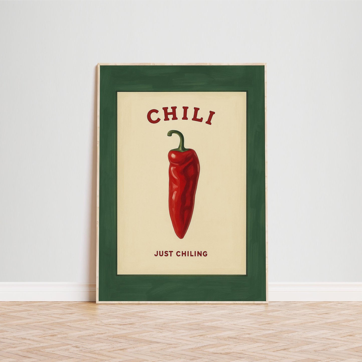 Vintage Kitchen Poster – Retro Wall Art Featuring Chili Pepper Print