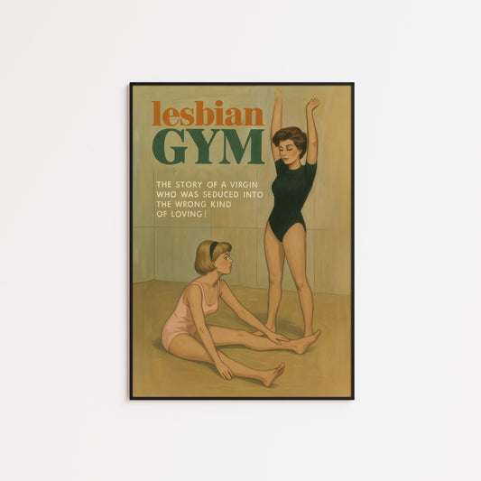 Lesbian Gym Poster – Vintage Queer Art | Retro Lesbian Decor & Satirical Erotic Print