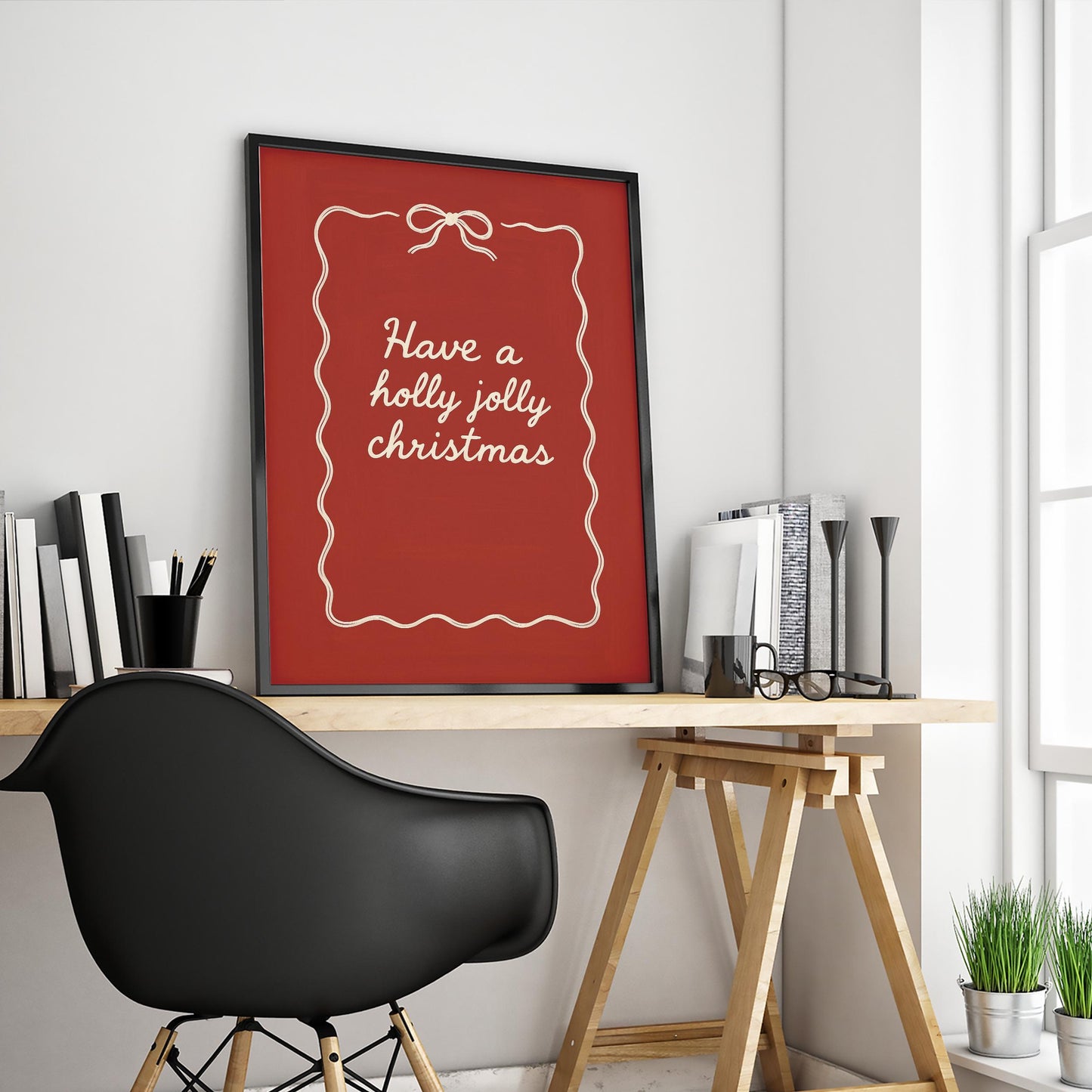 Christmas Holiday Poster – Retro Red Holiday Decor With Elegant Typography