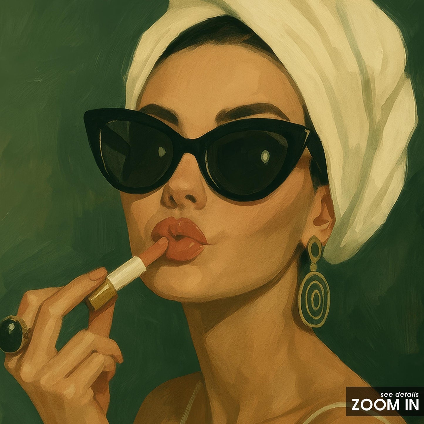 Lipstick Glam Poster – Retro Vanity Art With Green Wall Decor & Feminine Strength Print