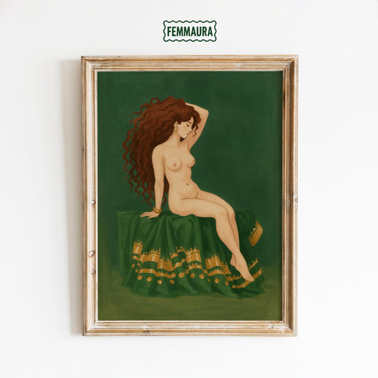 Nude Goddess Poster – Feminine Wall Art | Bohemian Nude Print & Graceful Portrait