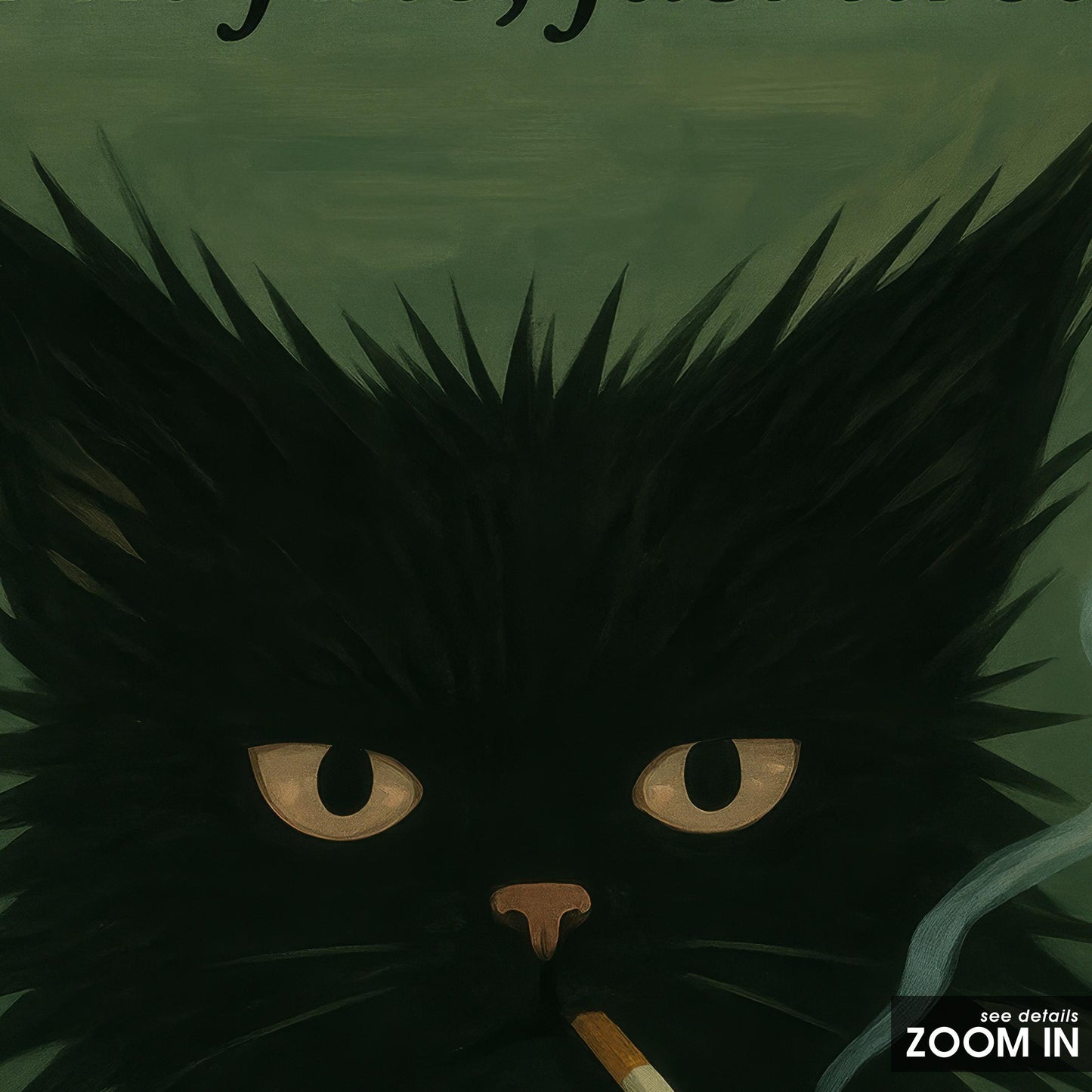 Black Cat Wall Art – Moody Smoking Cat Print With Sarcastic Humor Decor