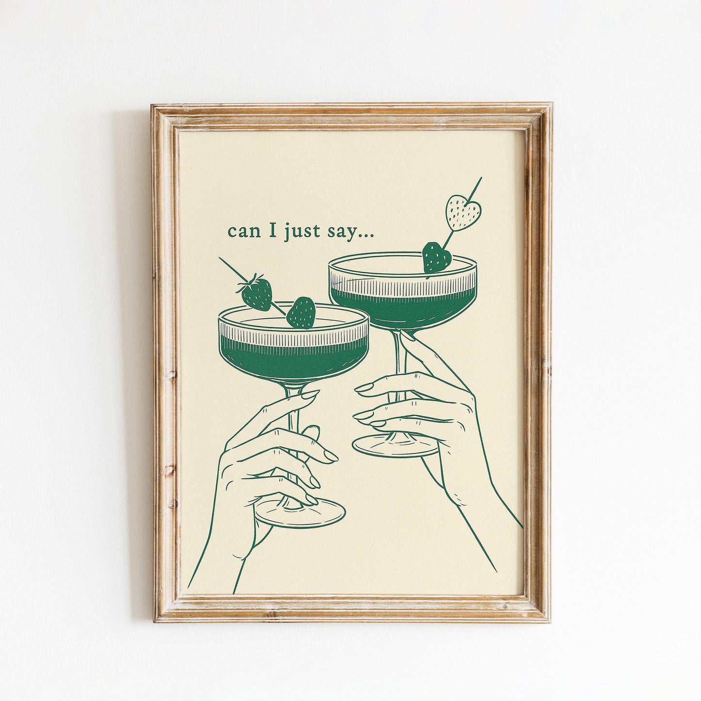 Minimalist Cocktail Art Print – Strawberry Drink Illustration