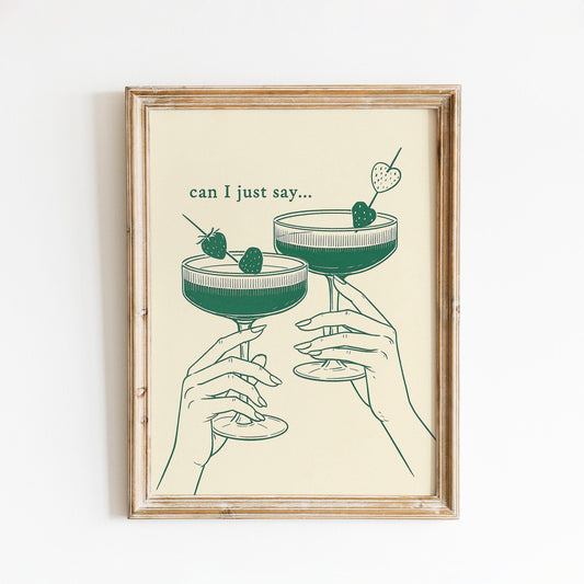 Minimalist Cocktail Art Print – Strawberry Drink Illustration